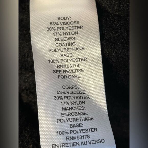 Tahari Faux Leather Puff Sleeve Sweater Black Cable Knit M - Picture 6 of 8